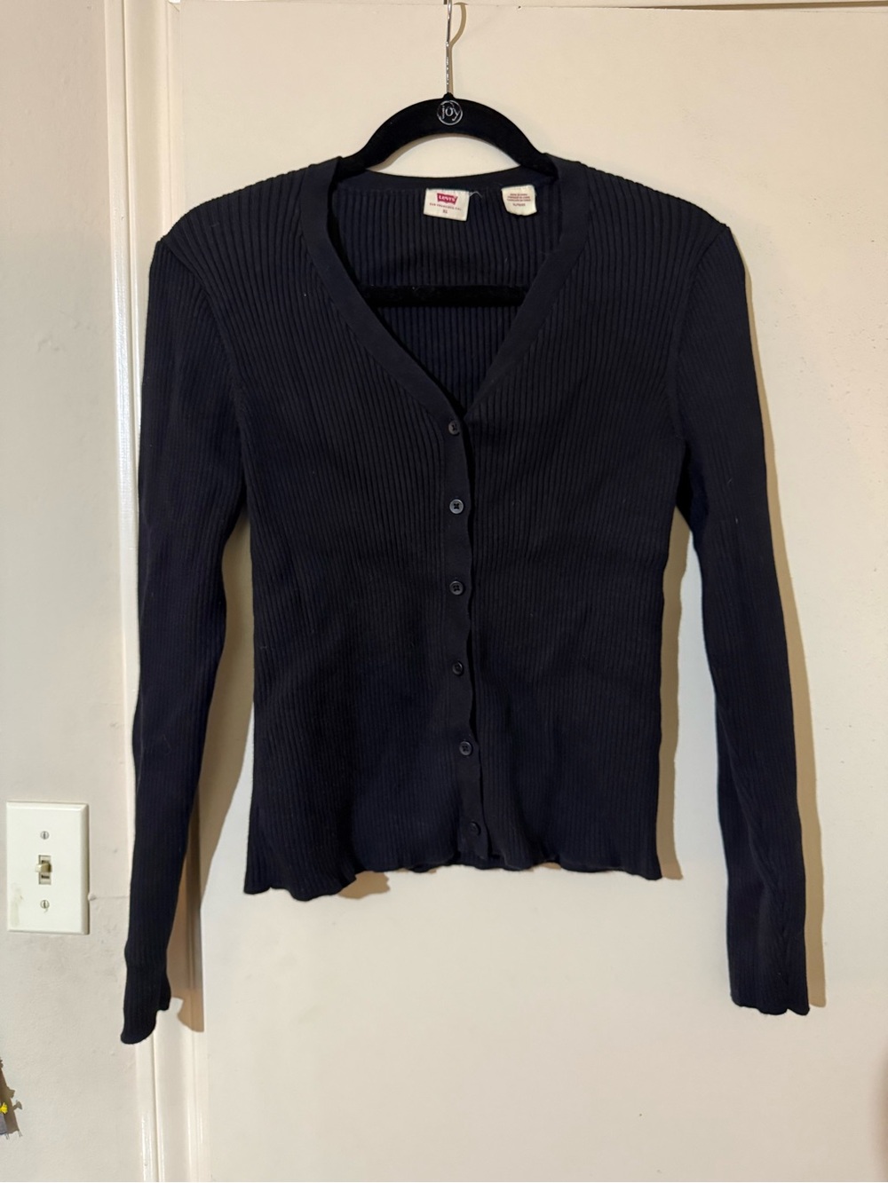 Levi's Black Ribbed V-Neck Button Cardigan
